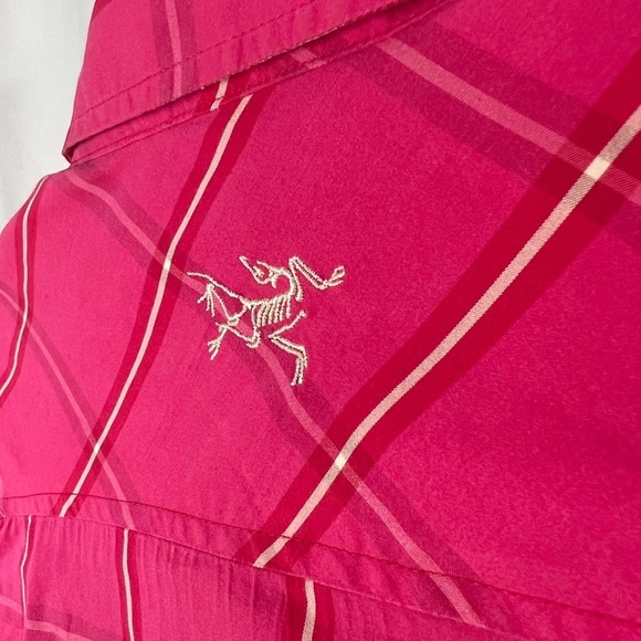 ARC’TERYX  PINK BUTTON DOWN SHIRT PLAID BUTTON DOWN SHIRT COTTON TOP SIZE MEDIUM - Picture 11 of 15